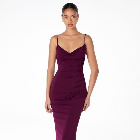 New Bridesmaid Solid Gown w/ Adjustable Straps & Gathered Waistline CD T2008 - Picture 1 of 8